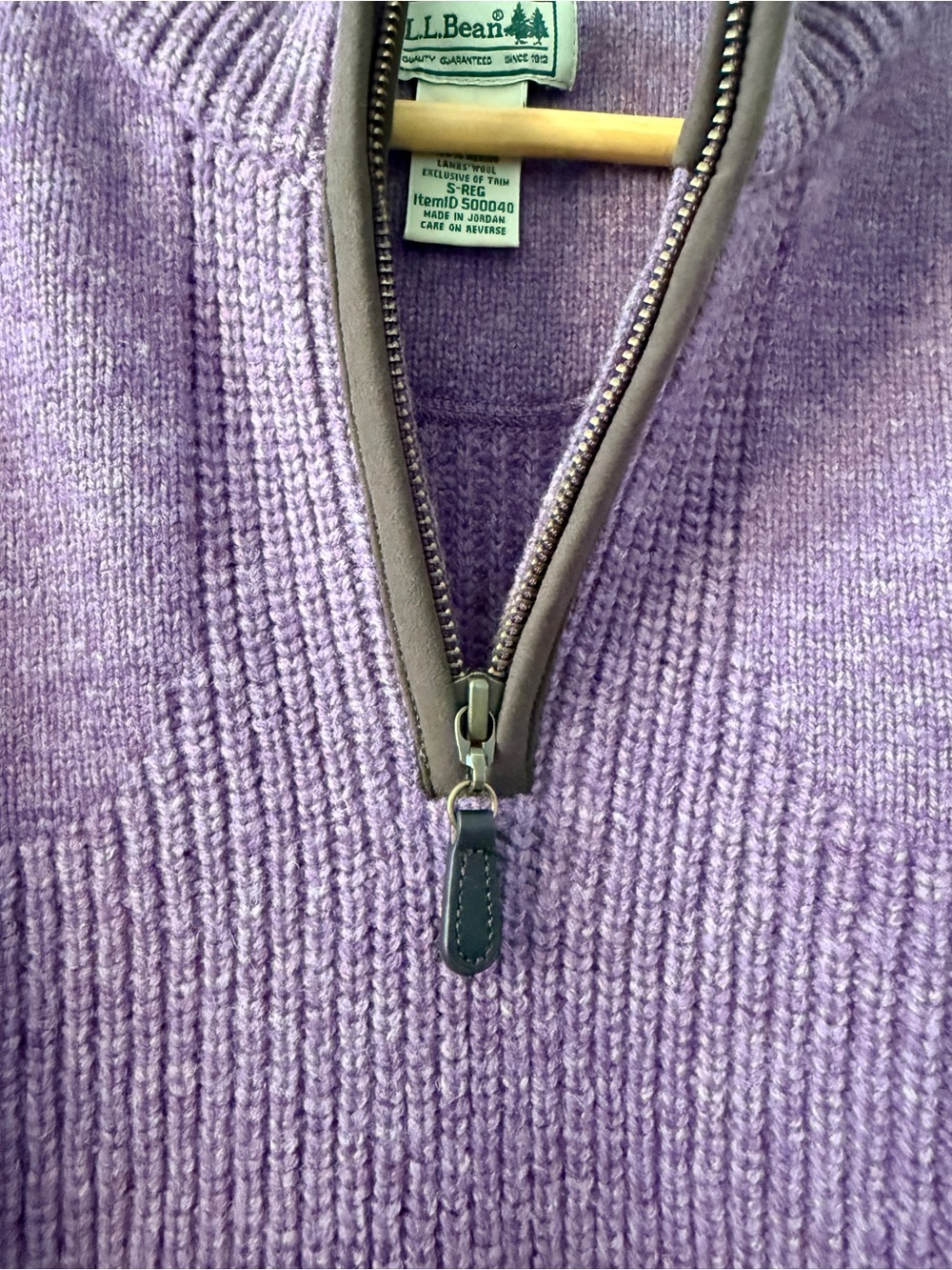 L.L. Bean Vintage Merino Wool Women's Zip-Neck Sweater Ribbed Purple Small - Picture 5 of 11